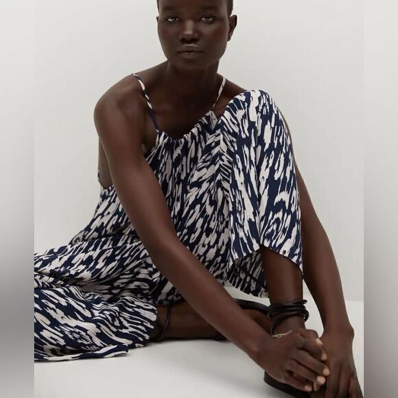 Mango Printed Flowy Viscose Jumpsuit New - Picture 8 of 8